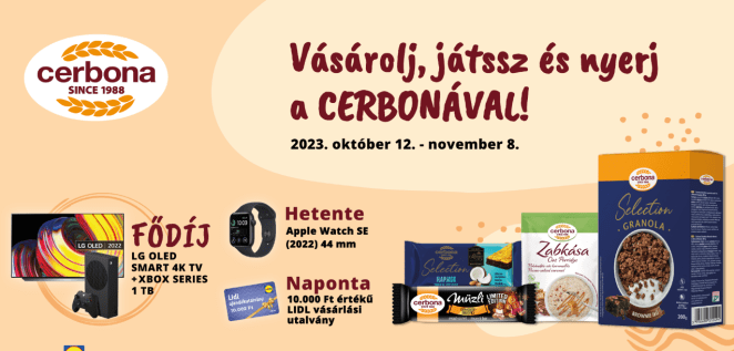 Cerbona nyereményjáték 2023 LIDL A játék november 8-ig tart!