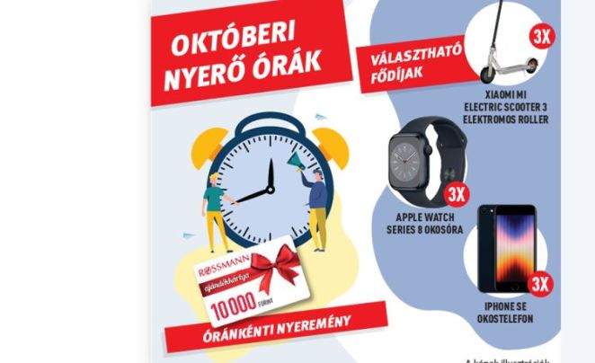 Rossmann nyereményjáték 2023 – OKTÓBERI NYERŐ ÓRÁK A játék október 31-ig tart!